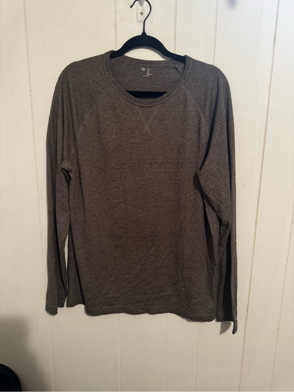 GAP Men's Long Sleeve Crew Neck Shirt - Brown Heather